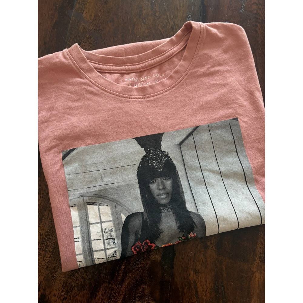 AKOO~ Men's Pink Graphic Print Crew Neck Short Sleeve T-Shirt~ Size L